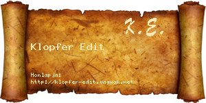 Klopfer Edit névjegykártya